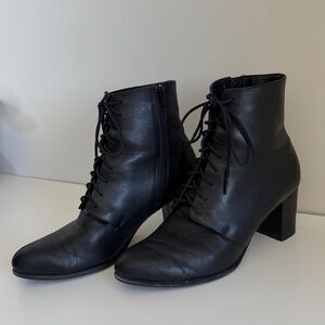 Poppy Barley Lace Up Block Heel Ankle Boots - Black